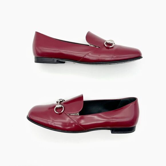 GUCCI Kira Horsebit Red Loafer Size 38.5 Glossy Patent Leather Slip On Flats - Picture 3 of 12